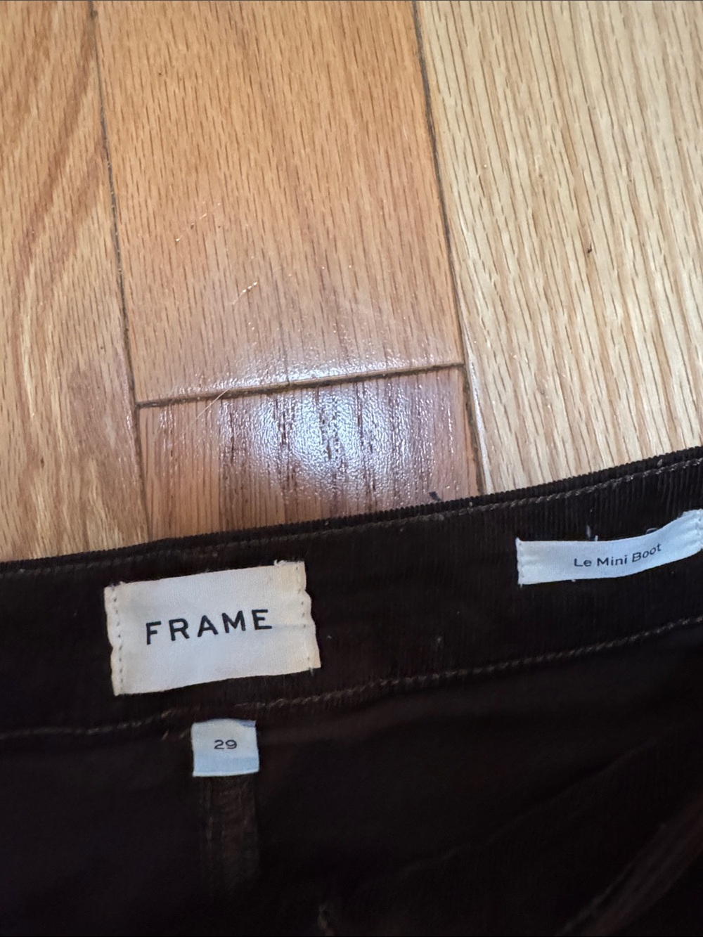 Frame Le Mini Boot Slit Brown Corduroy Jean Pant size 29 - Picture 2 of 5
